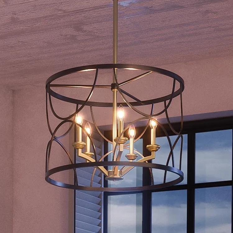 UHP2912 French Rustic Rustic Chandelier, 16" x 23", Midnight Black Finish, Breda Collection — Urban Ambiance LED Landscape Lights 23.0W 3000K