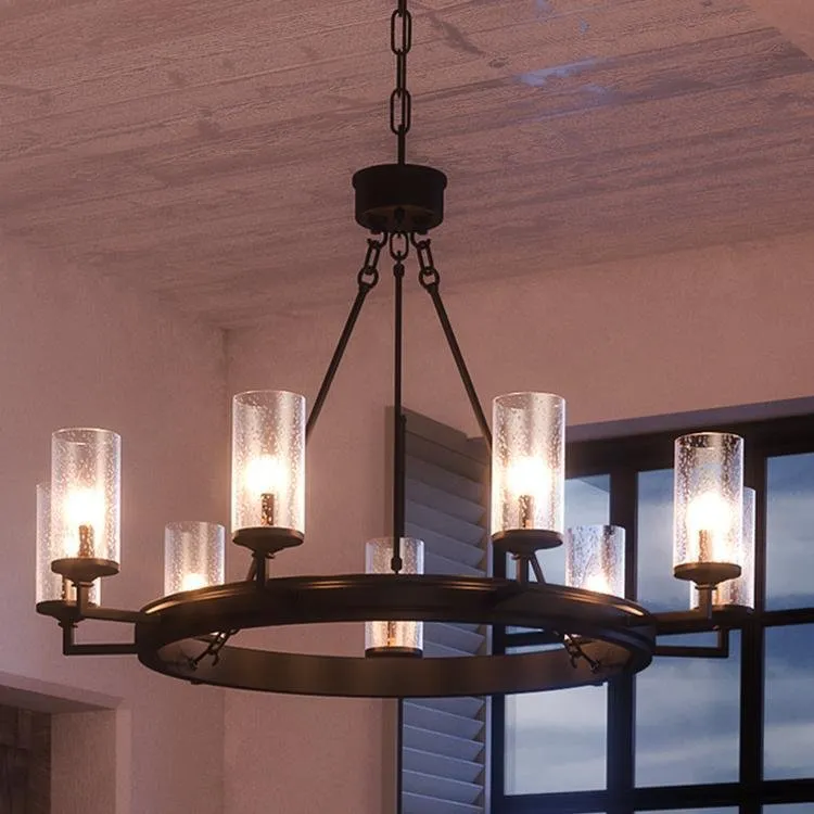 UHP2892 XL Rustic Chandelier, 24-7/8" x 36", Charcoal Finish, Livorno Collection — Urban Ambiance LED Landscape Lights 36.0W 3000K