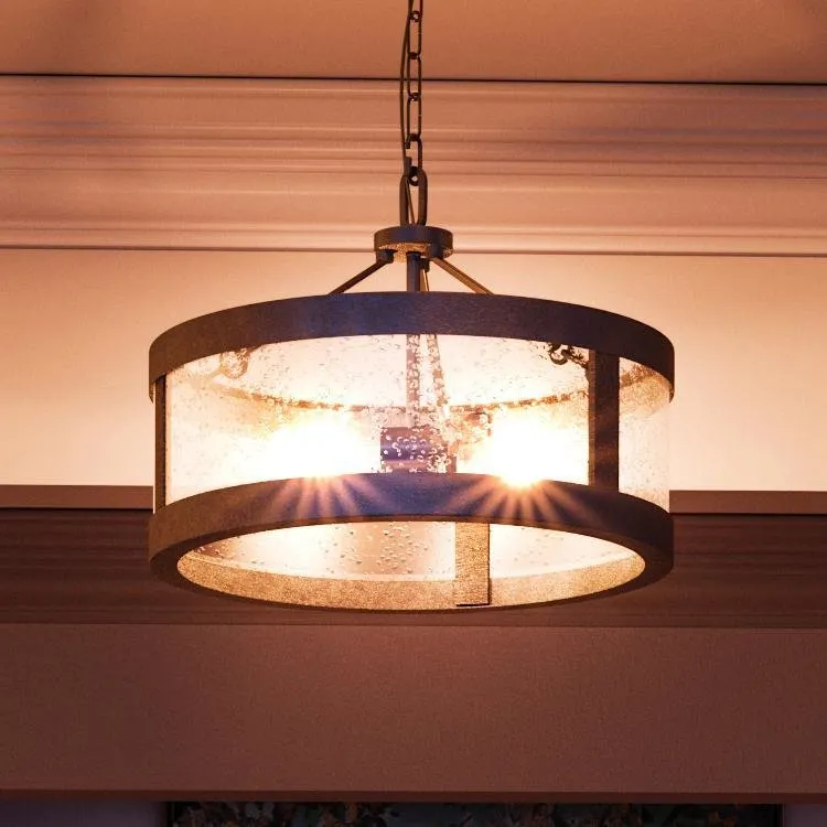 UHP2890 Rustic Ceiling Light, 12" x 17-3/4", Charcoal Finish, Livorno Collection — Urban Ambiance LED Post Top Lights 4.0W 3000K