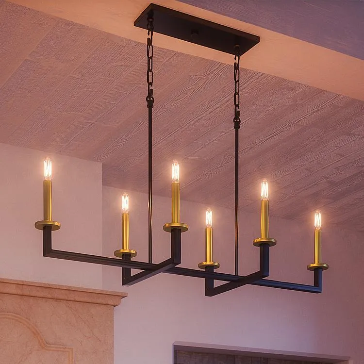 UHP2803 Modern Farmhouse Farmhouse Chandelier, 15-5/8" x 40", Charcoal Finish, Cordoba Collection — Urban Ambiance LED Linear Lights 40.0W 3000K