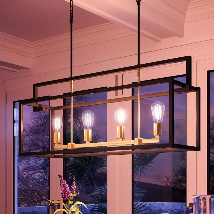 UHP2801 Modern Farmhouse Farmhouse Chandelier, 17-1/4" x 40-7/8", Charcoal Finish, Cordoba Collection — Urban Ambiance LED Linear Lights 8.0W 3000K