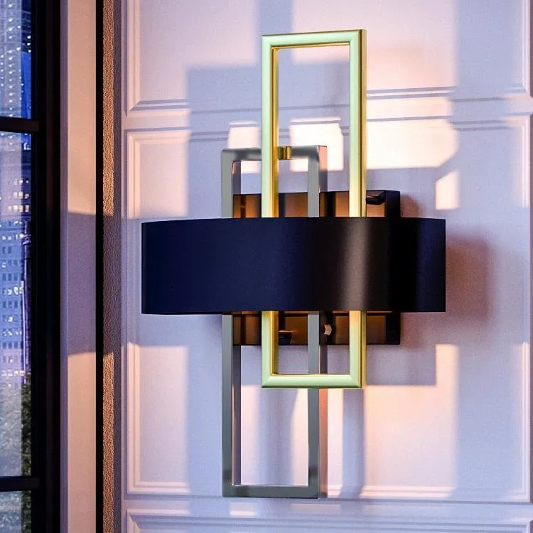 UHP2783 Modern Wall Sconce, 15-1/2" x 11", Midnight Black Finish, Vegas Collection — Urban Ambiance LED Linear Lights 11.0W 3000K