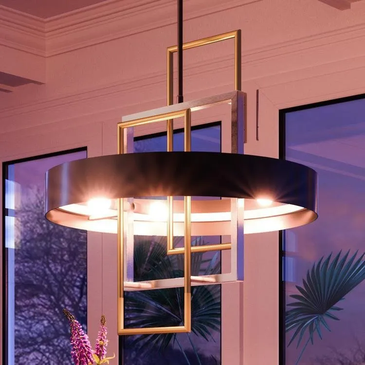 UHP2782 Modern Chandelier, 26" x 24", Midnight Black Finish, Vegas Collection — Urban Ambiance LED Linear Lights 24.0W 3000K