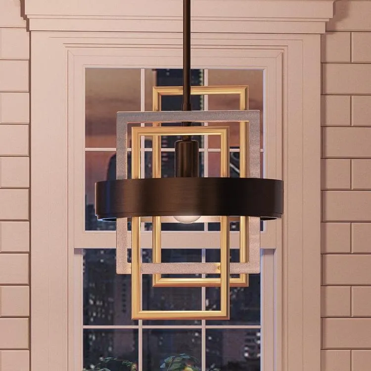 UHP2781 Modern Pendant Light, 14-5/8" x 12", Midnight Black Finish, Vegas Collection — Urban Ambiance LED Linear Lights 12.0W 3000K