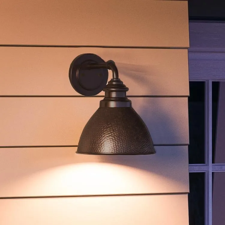 UHP1173 Hammered Outdoor Wall Light, 9-3/4" x 8", Olde Bronze Finish, Firenze Collection — Urban Ambiance LED Wall Lights 8.0W 3000K