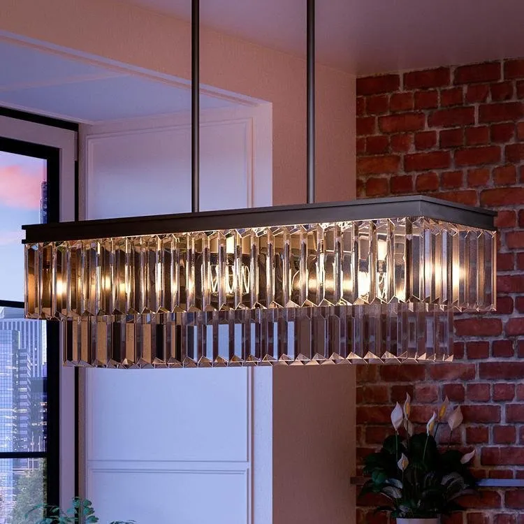 UHP2882 Cosmopolitan Farmhouse Crystal Chandelier, 33-7/8"W, Olde Bronze Finish, Lille Collection — Urban Ambiance LED Linear Lights 8.0W 3000K