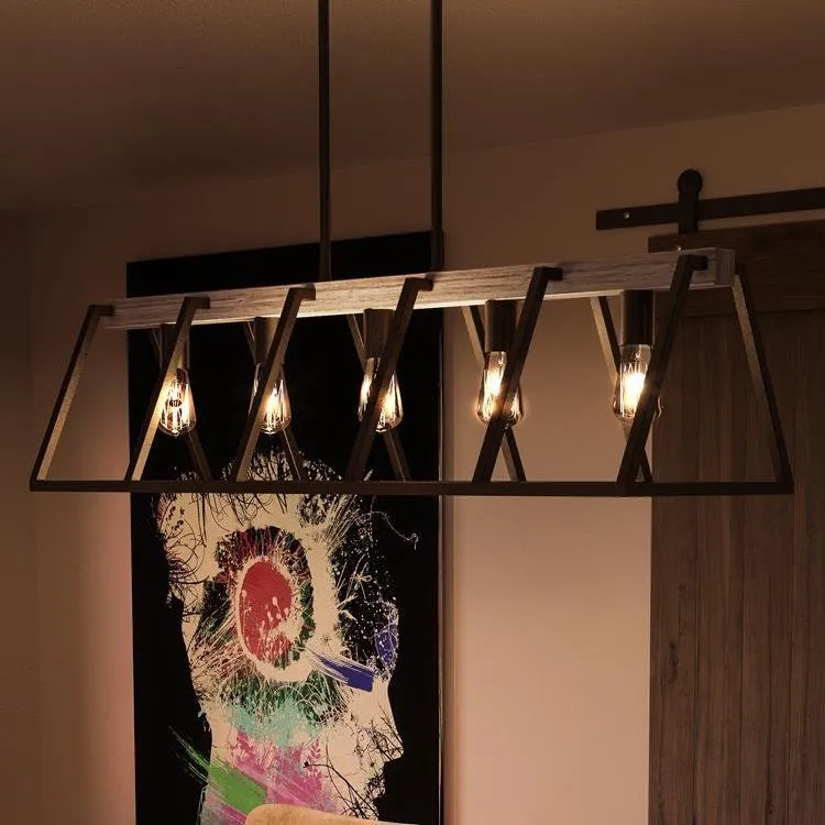 UQL2811 Industrial Chandelier, 11.25"H x 42"W, Ash Black Finish, Bergen Collection — Urban Ambiance LED Linear Lights  3000K