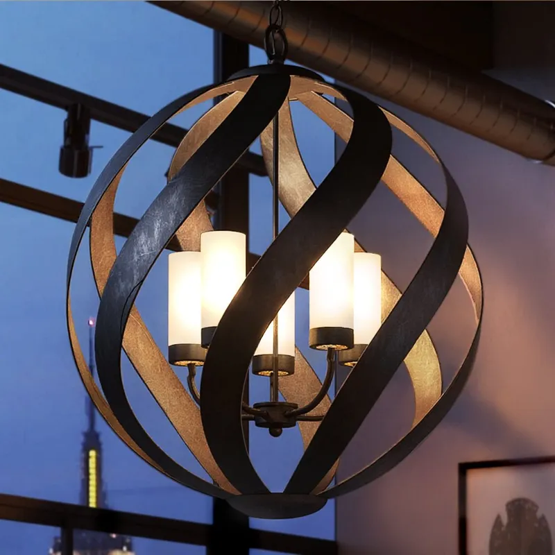 UQL2782 XL Rustic Chandelier, 29.5"H x 26"W, Weathered Black Finish, Walsall Collection — Urban Ambiance LED Landscape Lights  3000K