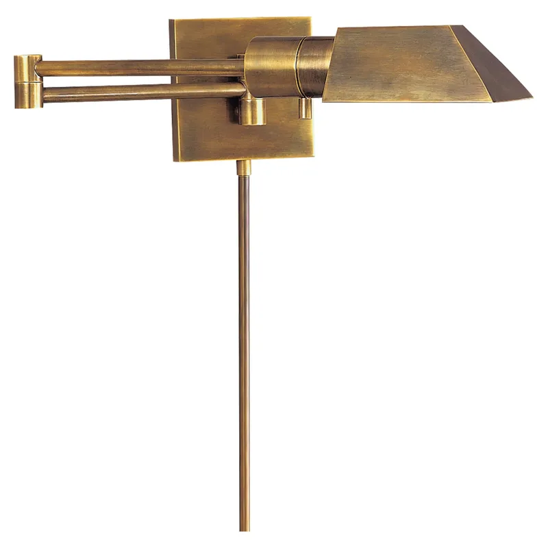 Visual Comfort Studio Swing Arm Wall Light in Hand-Rubbed Antique Brass W16" x H4.5"