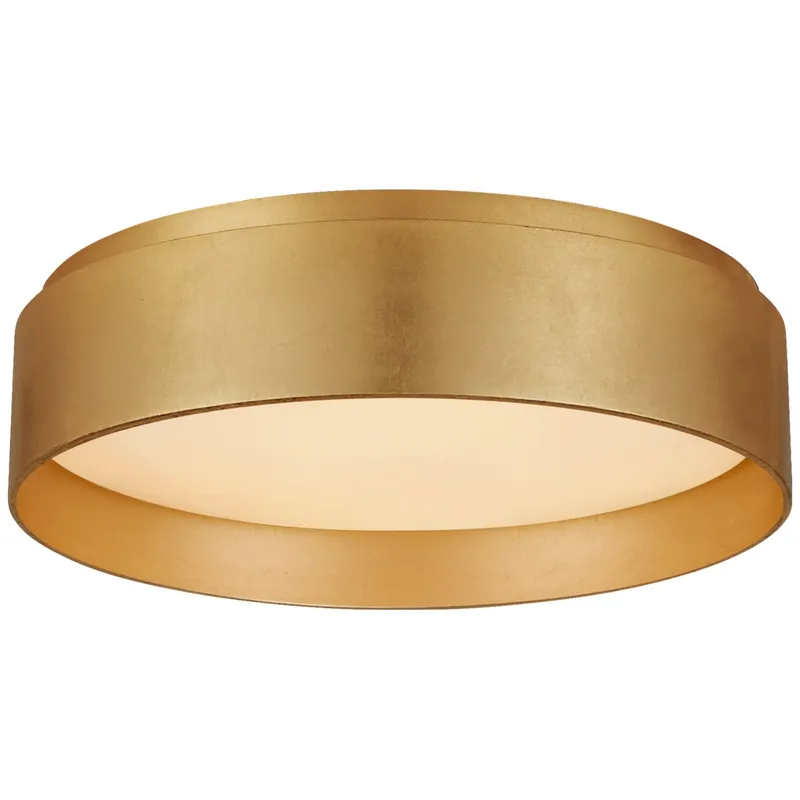 Visual Comfort Shaw Small Flush in Gild with White Glass Ceiling Light W11" x H3"