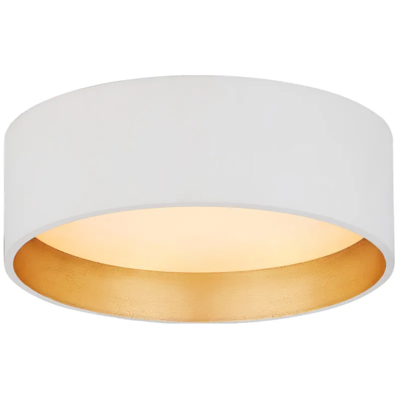Visual Comfort Shaw 5" Solitaire Flush Mount in Matte White and Gild with White Glass Ceiling Light W5.25" x H2"