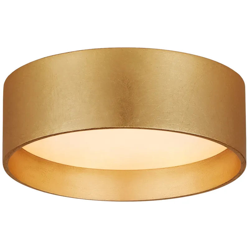 Visual Comfort Shaw 5" Solitaire Flush Mount in Gild with White Glass Ceiling Light W5.25" x H2"
