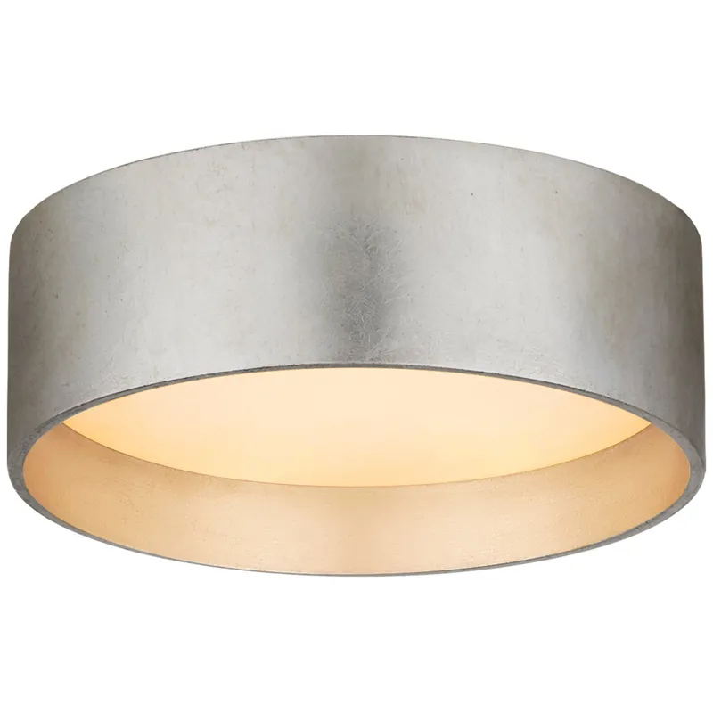 Visual Comfort Shaw 5" Solitaire Flush Mount in Burnished Silver Leaf with White Glass Ceiling Light W5.25" x H2"