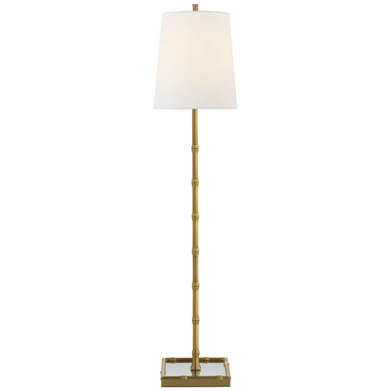 Visual Comfort Grenol Buffet Lamp in Hand-Rubbed Antique Brass with Linen Shade Table Lamp W7.25" x H32.5"