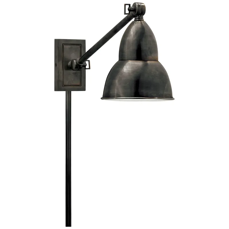 Visual Comfort French Library Single Arm Wall Lamp in Bronze Wall Light W5.75" x H7.5" - 19"