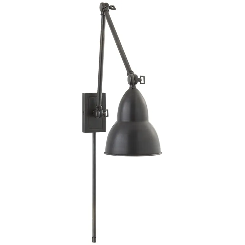 Visual Comfort French Library Double Arm Wall Lamp in Bronze Wall Light W5.75" x H7.5" - 24"