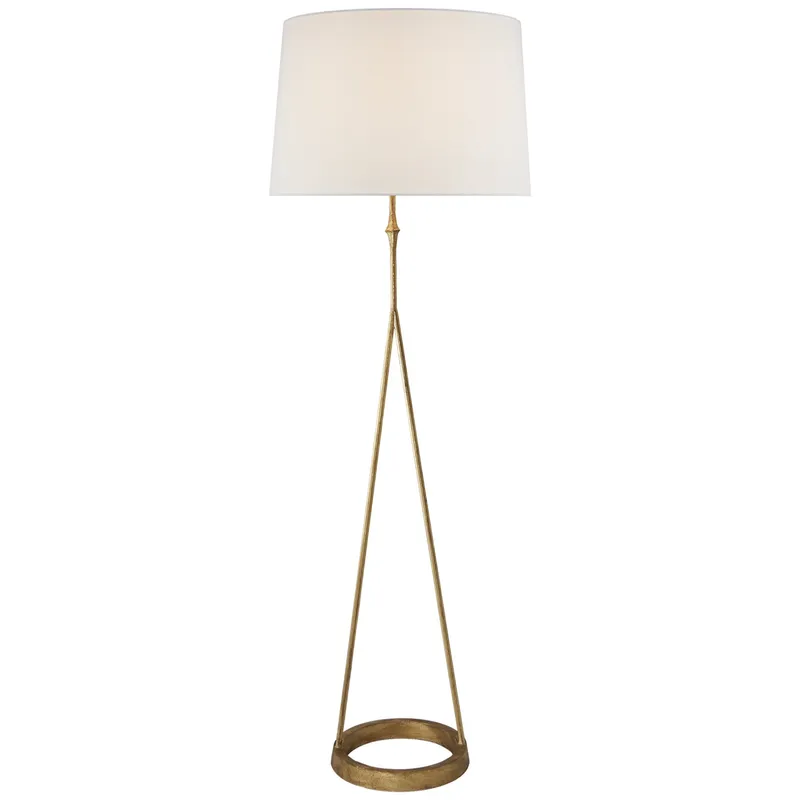 Visual Comfort Dauphine Floor Lamp in Gilded Iron with Linen Shade W18.5" x H54"