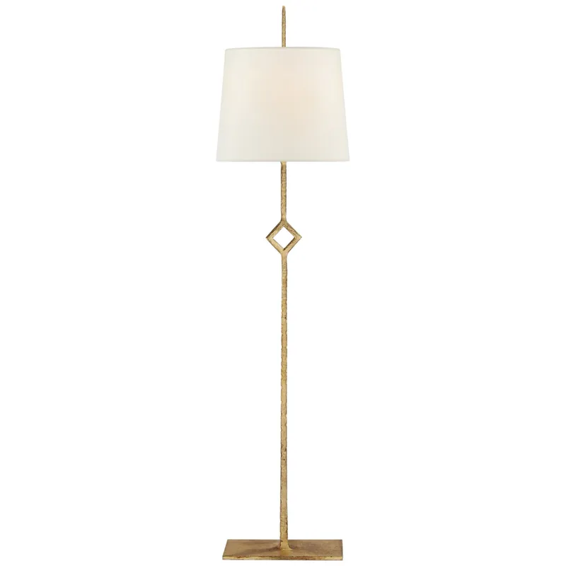 Visual Comfort Cranston Buffet Lamp in Gilded Iron with Linen Shade Table Lamp W8.5" x H34.75"
