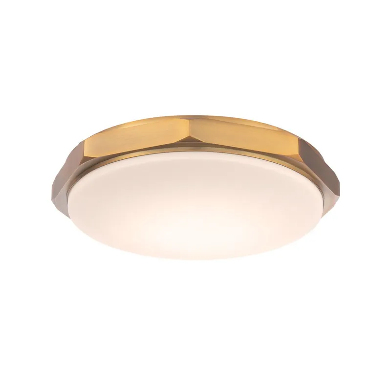 Grommet 16in LED Flush Mount 3-CCT 2700K-3000K-3500K Set to 2700K in Aged Brass