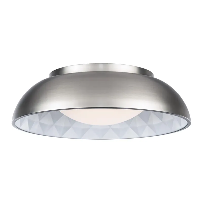 Prisma 18in LED Flush Mount 3000K with Prismatic Vacuum Formed Shade in Brushed Nickel