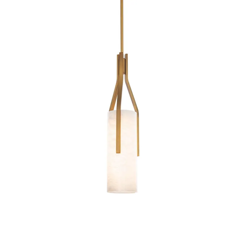 Firenze 22in LED Pendant with Spanish Alabaster 3000K in Aged Brass