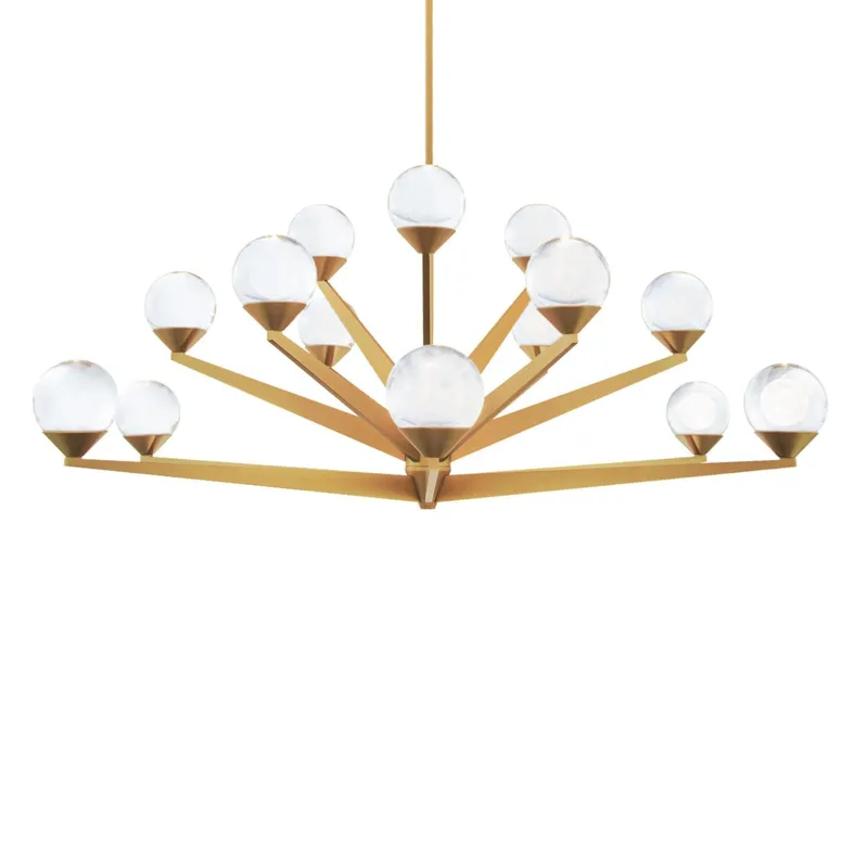 Double Bubble 37in LED 15 Light Chandelier 3000K in Aged Brass