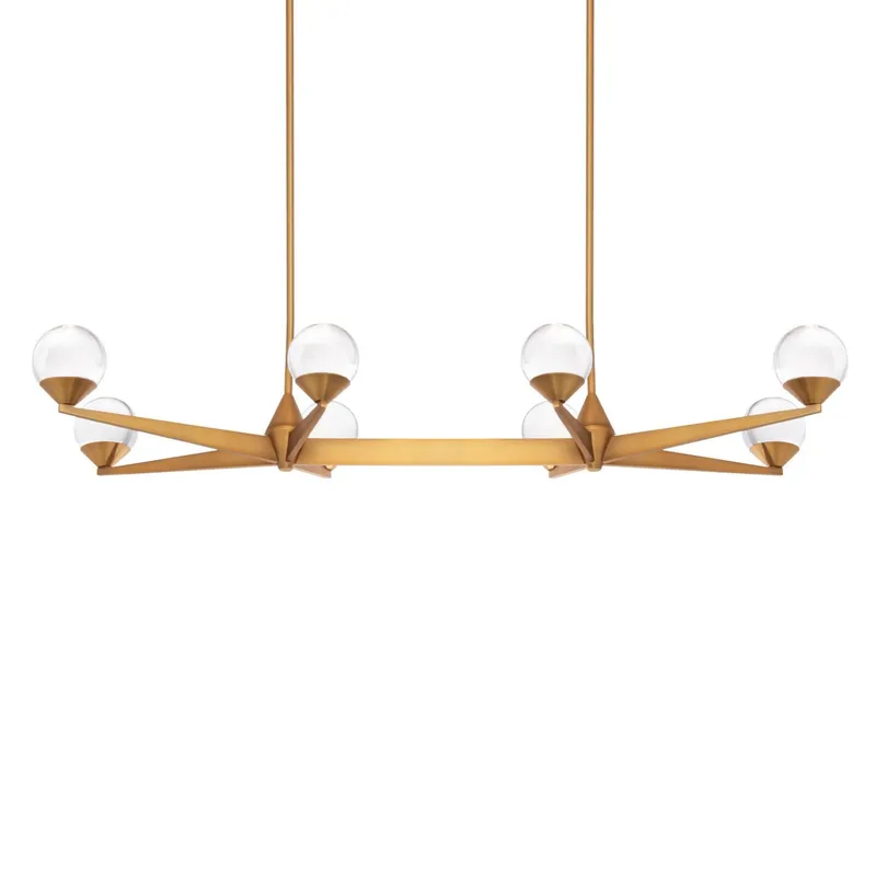 Double Bubble 44in LED 8 Light Linear Chandelier 3000K in Aged Brass