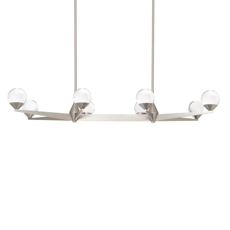 Double Bubble 44in LED 8 Light Linear Chandelier 3000K in Satin Nickel