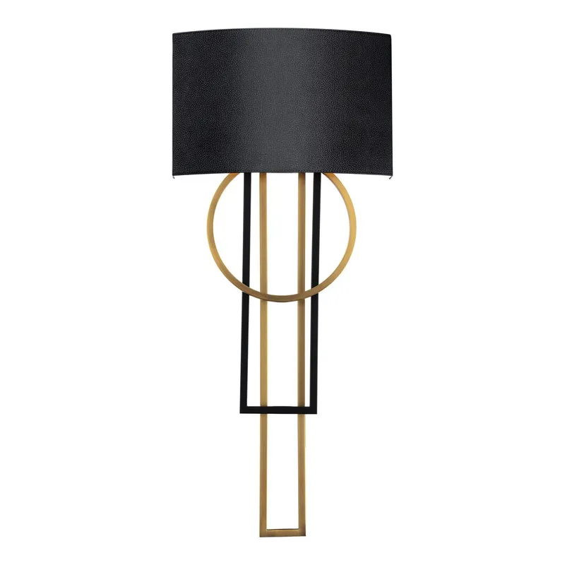 Sartre 32in LED Wall Sconce 3000K in Black with Aged Brass