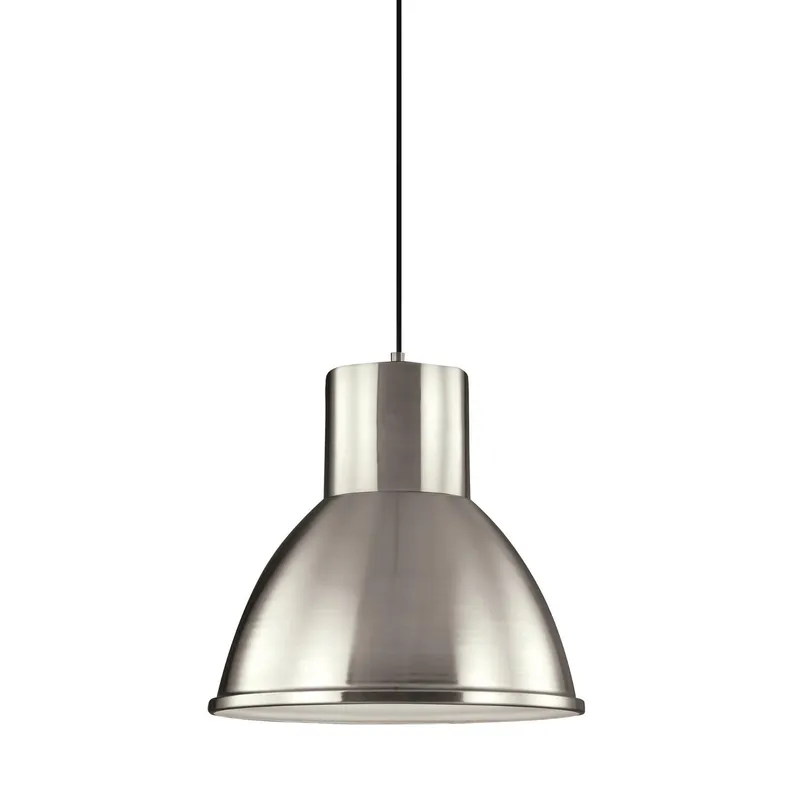 Division Street One Light Pendant LED Contemporary 14" Height Steel in Brushed Nickel
