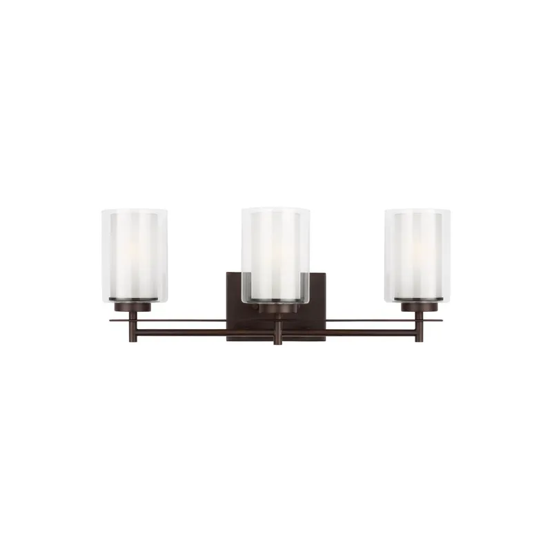 Elmwood Park Three Light Wall / Bath LED Traditional Fixture 22.25" Width 8.5" Height Steel Round Satin Etched Shade in Bronze
