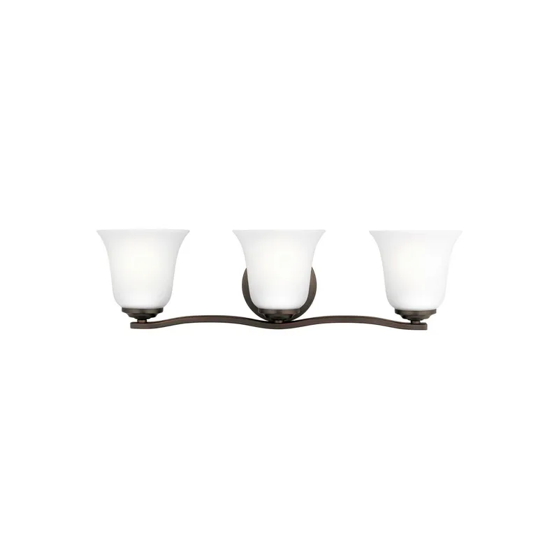 Emmons Three Light Wall / Bath LED Traditional Fixture 23.25" Width 6.25" Height Steel Round Satin Etched Shade in Bronze