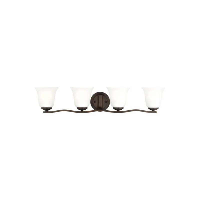 Emmons Four Light Wall / Bath Traditional Fixture 31.875" Width 6.25" Height Steel Round Satin Etched Shade in Bronze