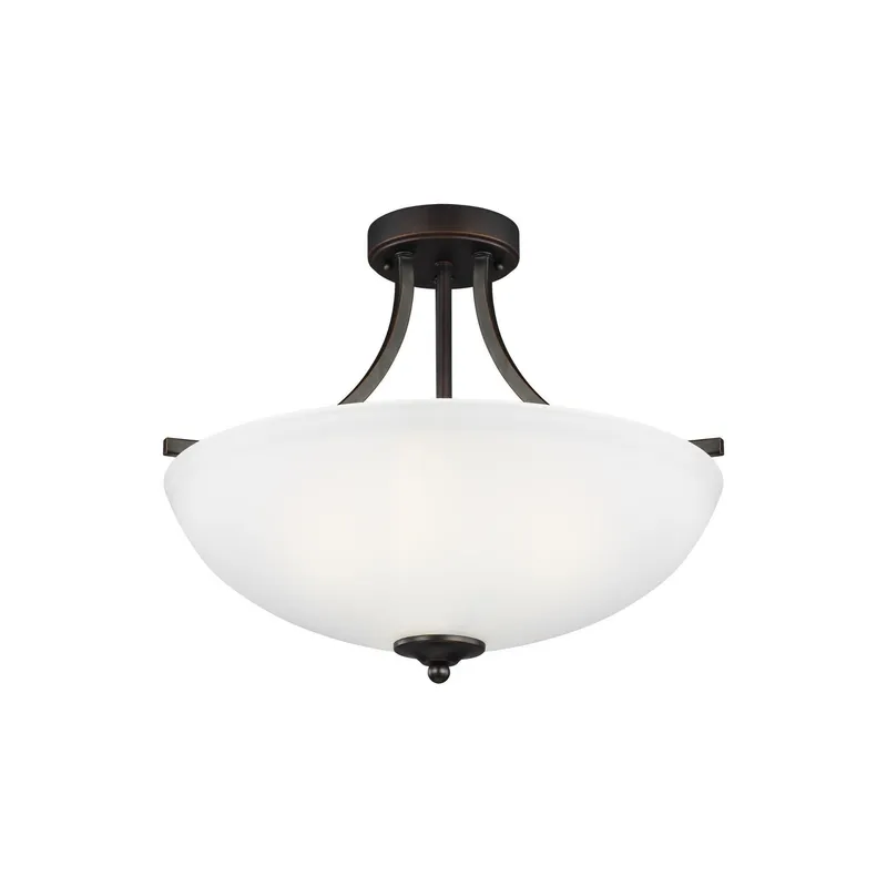 Geary Medium Three Light Semi-Flush Convertible Pendant LED Transitional Ceiling Fixture 16.375" Height Steel Round Satin Etched Shade in Bronze