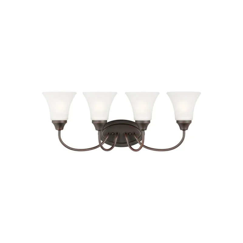 Holman Four Light Wall / Bath LED Traditional Fixture 24.5" Width 9" Height Steel Round Satin Etched Shade in Bronze
