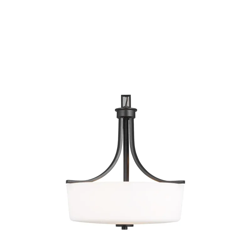 Kemal Three Light Pendant LED Transitional 18.5" Height Steel Round Etched / White Inside Shade in Midnight Black
