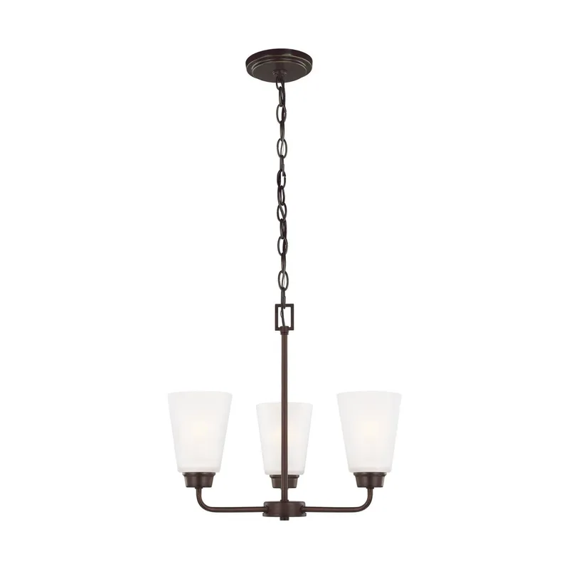 Kerrville Three Light Chandelier LED Transitional 17.875" Width 15" Height Steel Round Satin Etched Shade in Bronze