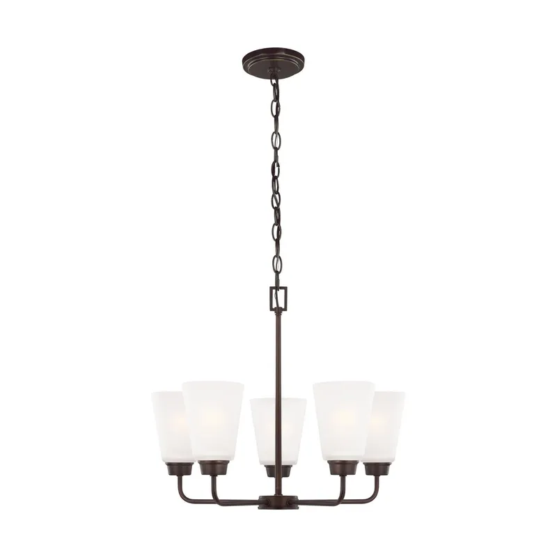 Kerrville Five Light Chandelier LED Transitional 20.375" Width 17" Height Steel Round Satin Etched Shade in Bronze