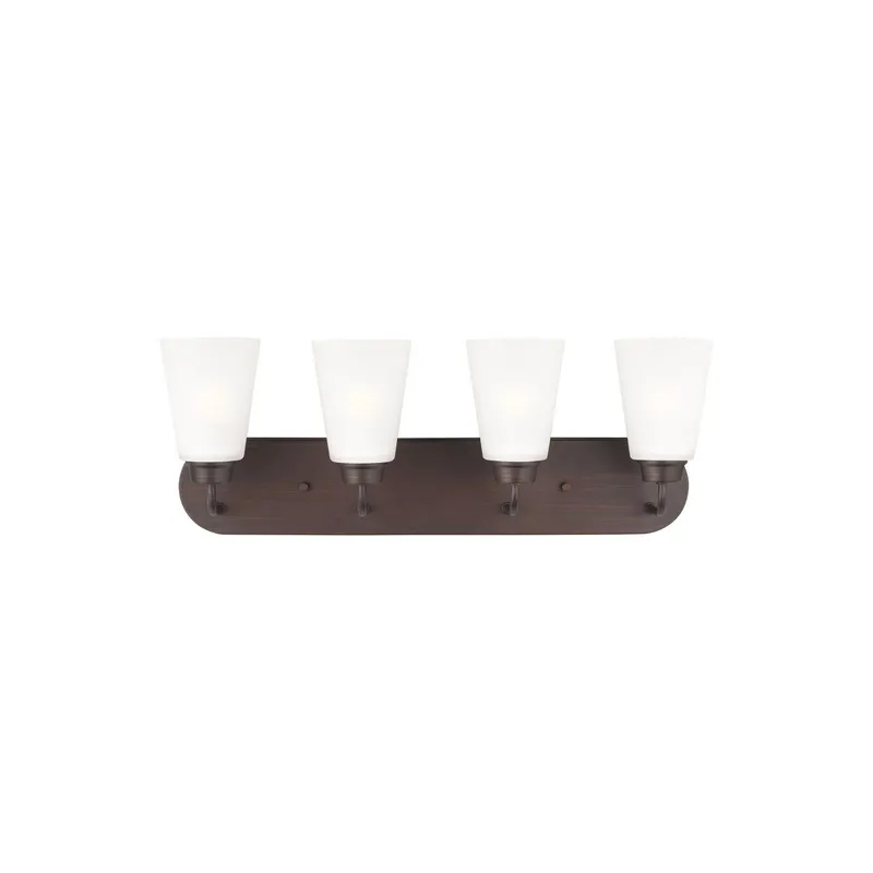 Kerrville Four Light Wall / Bath Transitional Fixture 24.625" Width 9" Height Steel Round Satin Etched Shade in Bronze