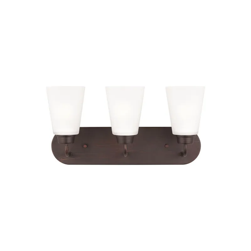 Kerrville Three Light Wall / Bath LED Transitional Fixture 18" Width 9" Height Steel Round Satin Etched Shade in Bronze