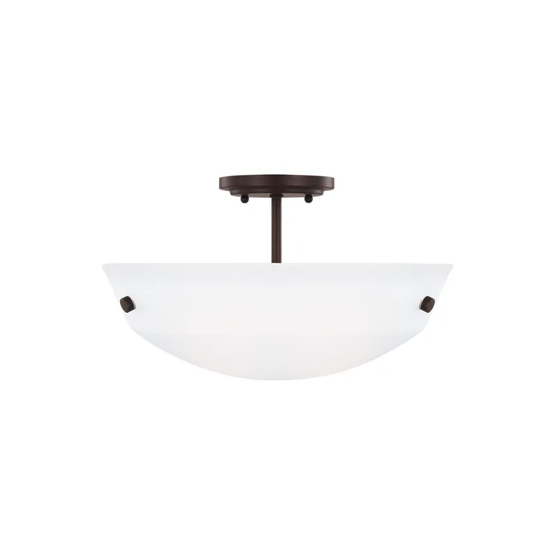 Kerrville Two Light Semi-Flush Convertible Pendant Transitional Ceiling Fixture 10.5" Height Steel Round Satin Etched Shade in Bronze