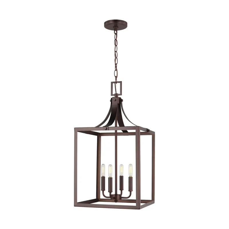 Labette Large Four Light Hall / Foyer LED Traditional Pendant 14" Width 27.25" Height Steel in Bronze