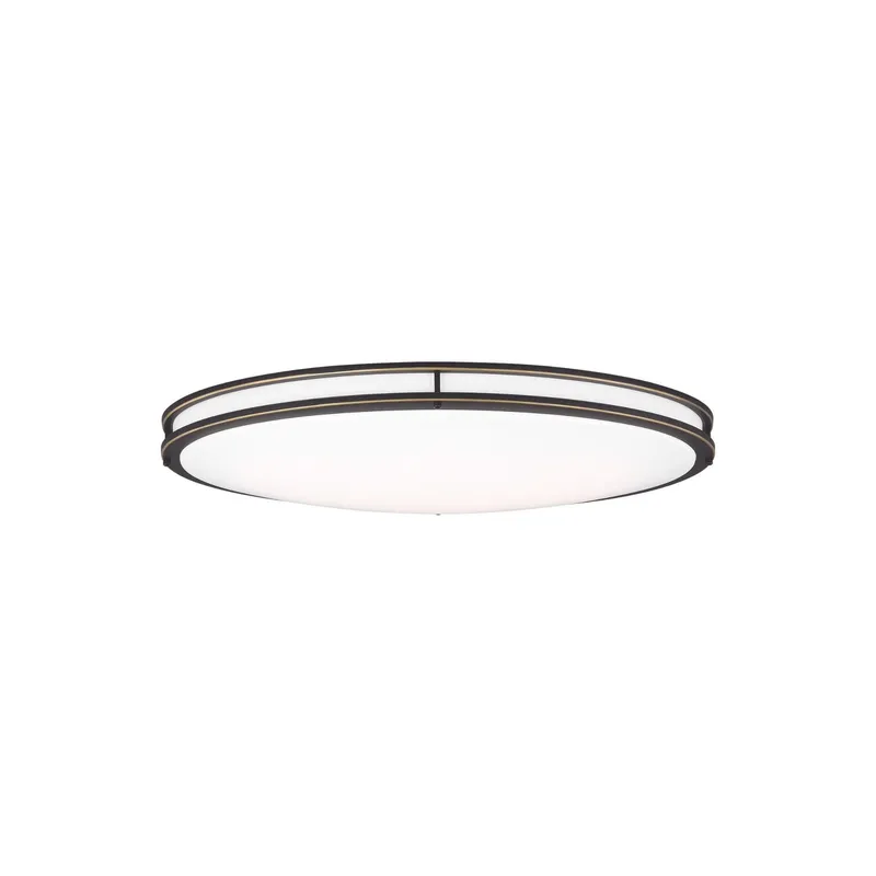 Mahone Oval LED Ceiling Flush Mount Modern Fixture 18" Width 4" Height Steel White Shade in Antique Bronze