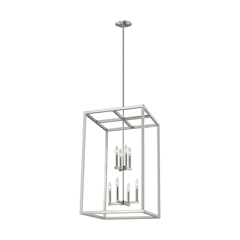 Moffet Street Large Eight Light Hall / Foyer LED Transitional Pendant 19" Width 31.125" Height Steel in Brushed Nickel