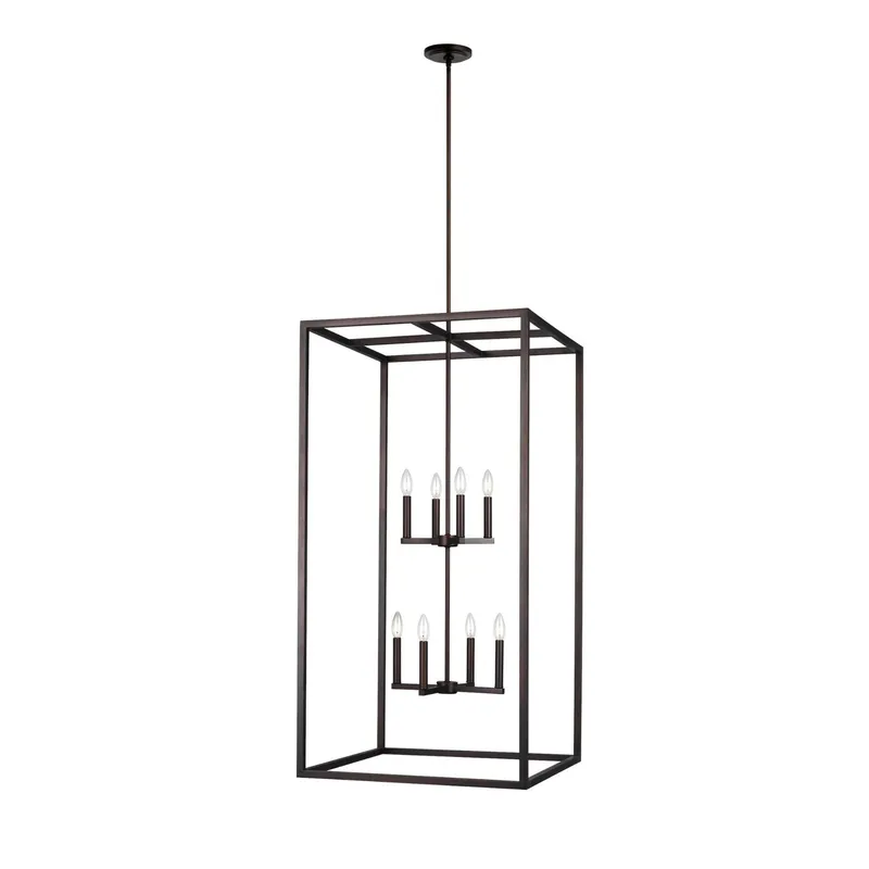 Moffet Street Extra Large Eight Light Hall / Foyer LED Transitional Pendant 23.5" Width 46" Height Steel in Bronze