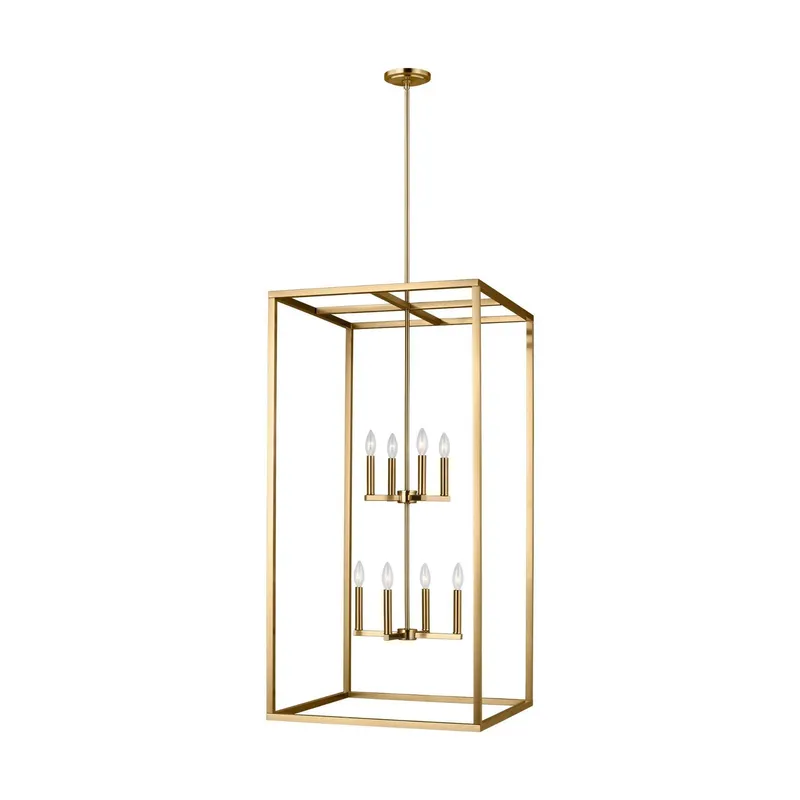 Moffet Street Extra Large Eight Light Hall / Foyer LED Transitional Pendant 23.5" Width 46" Height Steel in Satin Brass