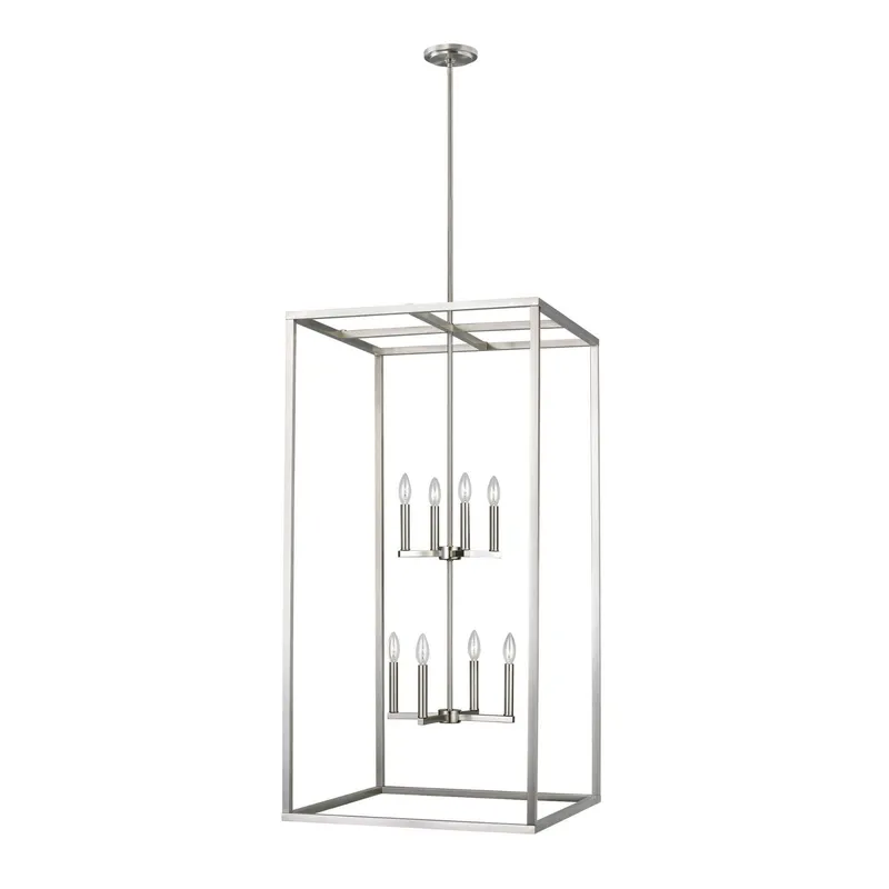Moffet Street Extra Large Eight Light Hall / Foyer LED Transitional Pendant 23.5" Width 46" Height Steel in Brushed Nickel