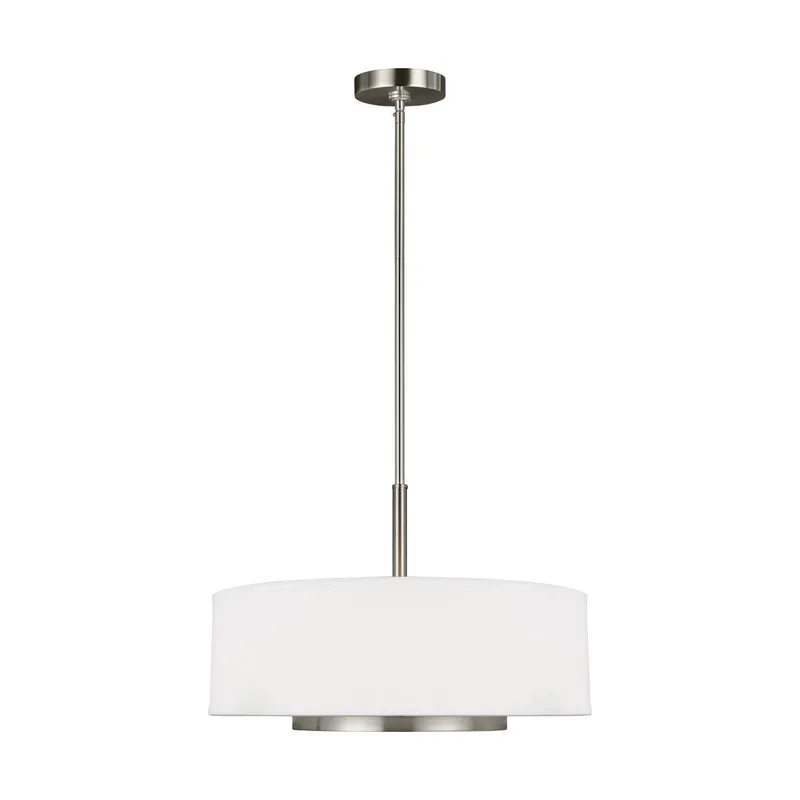 Nance Three Light Pendant LED Transitional 13.5" Height Steel Round Satin Etched Shade in Brushed Nickel