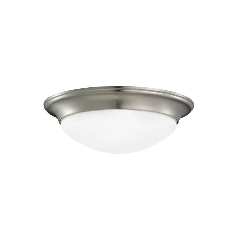 Nash Three Light Ceiling Flush Mount LED Contemporary Fixture 5.5" Height Steel Round Satin Etched Shade in Brushed Nickel