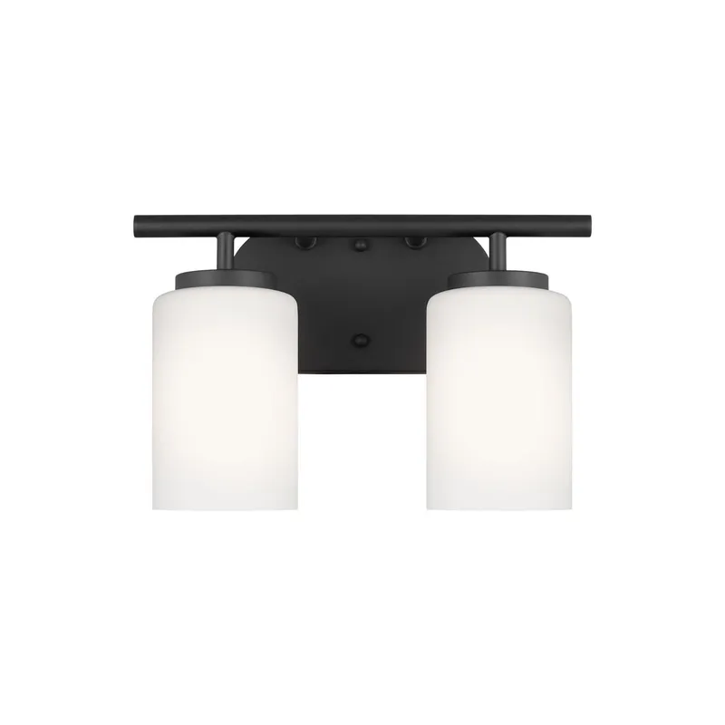 Oslo Two Light Wall / Bath LED Contemporary Fixture 12.5" Width 8.5" Height Steel Round Cased Opal Etched Shade in Midnight Black